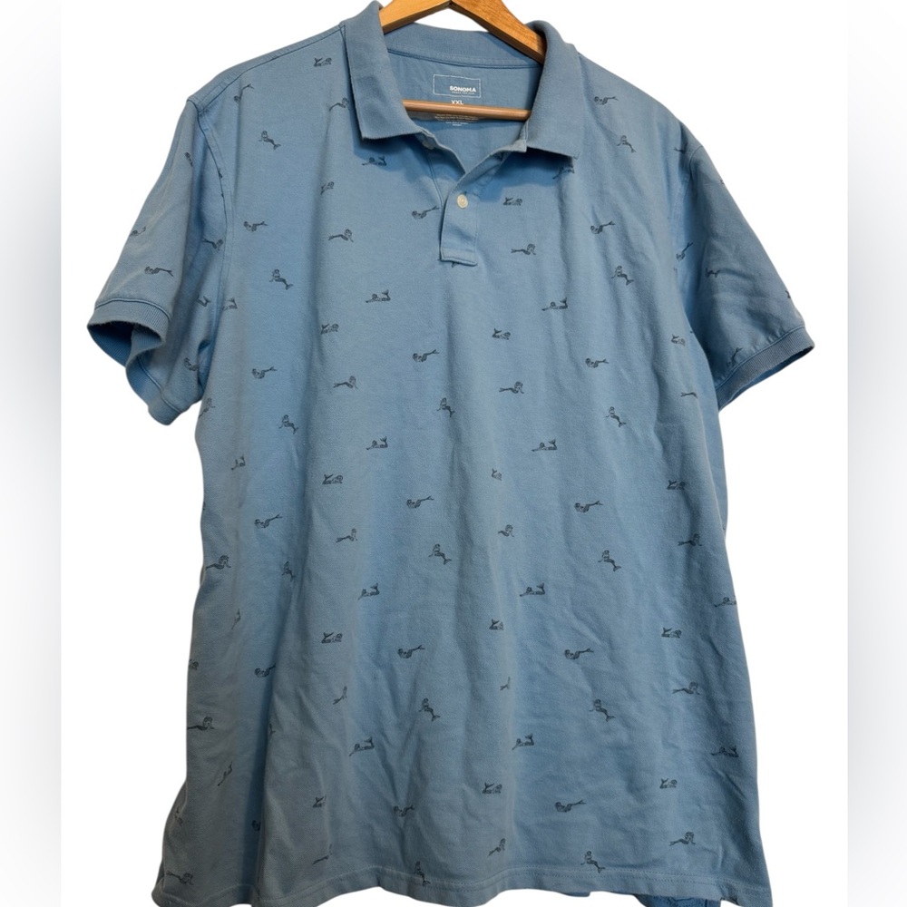 Sonoma Light Blue Polo Shirt with Subtle Patterns